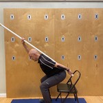 Hip hinging with a dowel to learn to sit properly