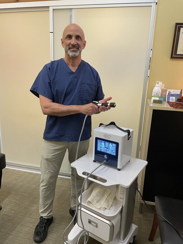 Dr Cohen with the Shockwave Machine
