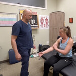 The patient is showing where it hurts